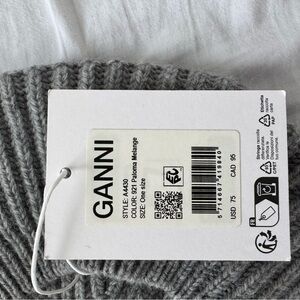 GANNI Gray Ribbed Knit Beret